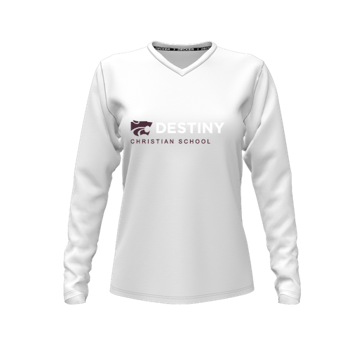[FTLVCFWH-FYXS-LOGO3] Comfort T-Shirt (Female Youth XS, White, V Neck, Logo 3, Long Sleeve)