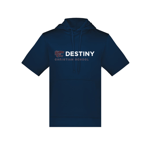 [6871.065.S-LOGO3] Men's Dri Fit Short Sleeve Hoodie (Adult S, Navy, Logo 3)