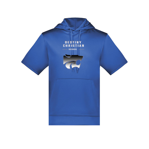 [6871.060.S-LOGO1] Men's Dri Fit Short Sleeve Hoodie (Adult S, Royal, Logo 1)