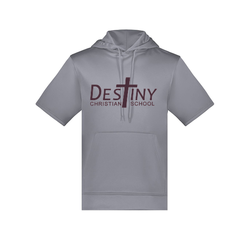 [6871.059.S-LOGO2] Men's Dri Fit Short Sleeve Hoodie (Adult S, Gray, Logo 2)