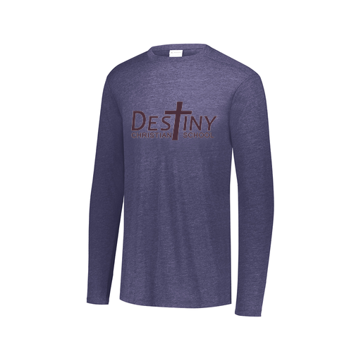 [FTLCUBNV-AXS-LOGO2] Decker Men's Tri-Blend T-Shirt - Long Sleeve (Adult XS, Navy, Logo 2)