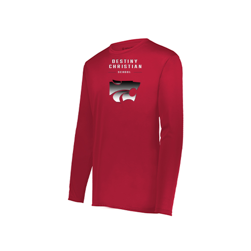 [222823.083.S-LOGO1] Youth LS Smooth Sport Shirt (Youth S, Red, Logo 1)