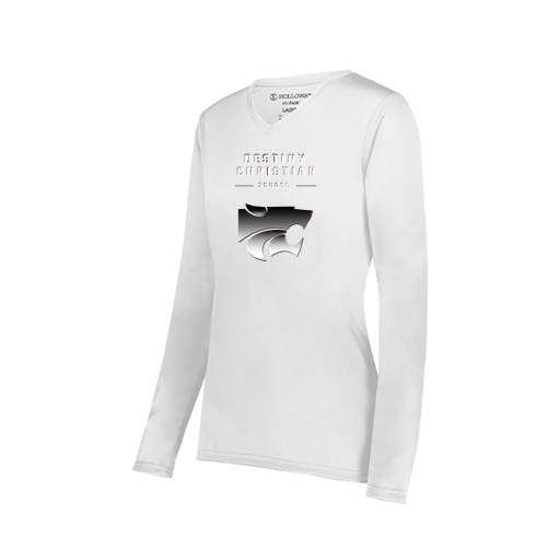 [222824.005.S-LOGO1] Ladies LS Smooth Sport Shirt (Female Adult S, White, Logo 1)