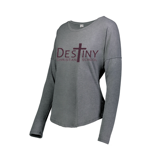 [FTLCUBGY-FAS-LOGO2] Decker Women's Tri-Blend T-Shirt - Long Sleeve (Female Adult S, Gray, Logo 2)