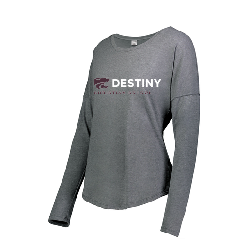 [FTLCUBGY-FAS-LOGO3] Decker Women's Tri-Blend T-Shirt - Long Sleeve (Female Adult S, Gray, Logo 3)