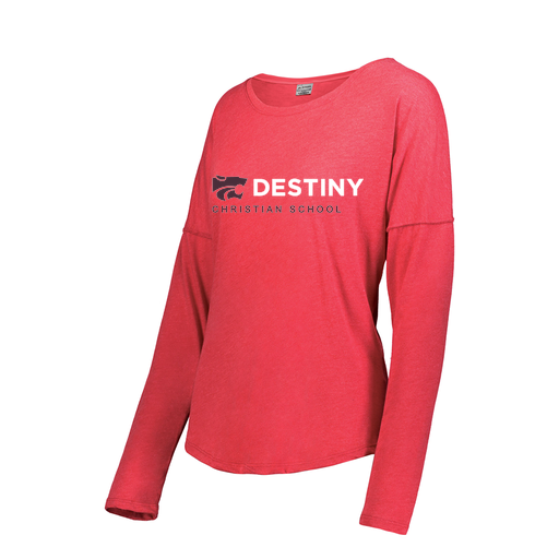 [FTLCUBRD-FAS-LOGO3] Decker Women's Tri-Blend T-Shirt - Long Sleeve (Female Adult S, Red, Logo 3)